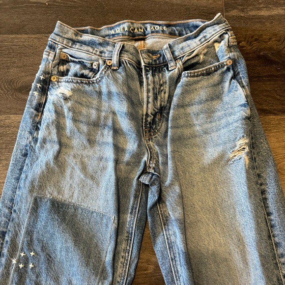 American Eagle size 0 Regular Strigid 90s Straight Jeans Distressed - Picture 2 of 14